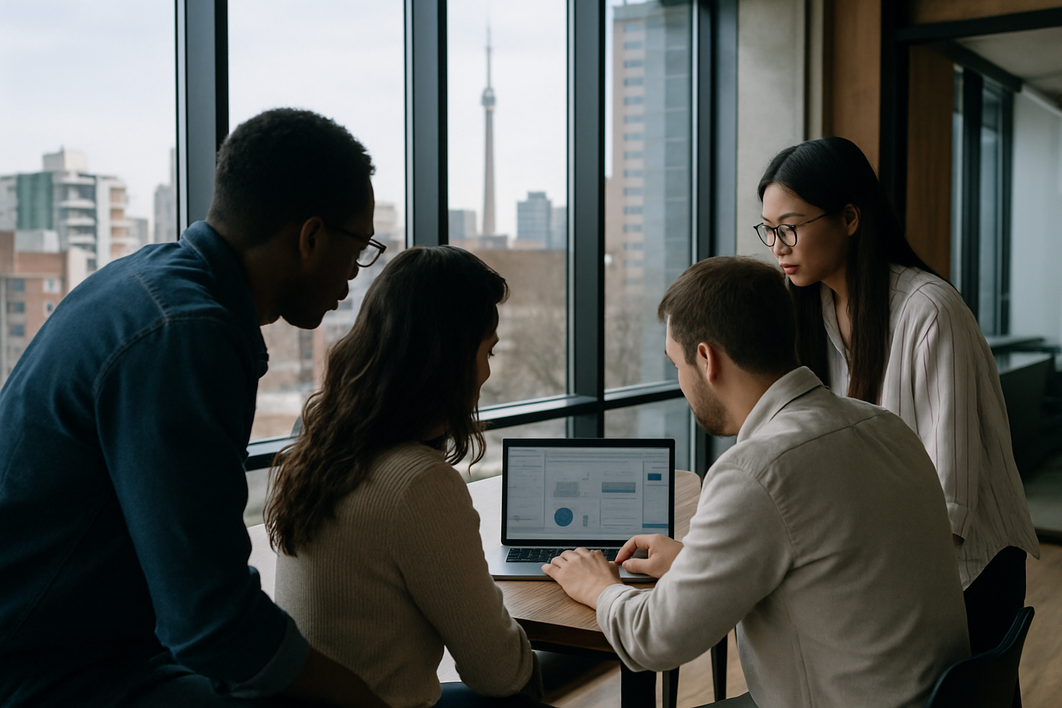 A Corpshore team collaborating in Toronto